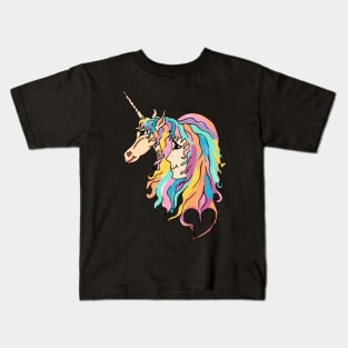 Sweet girl and unicorn drawing Kids T-Shirt